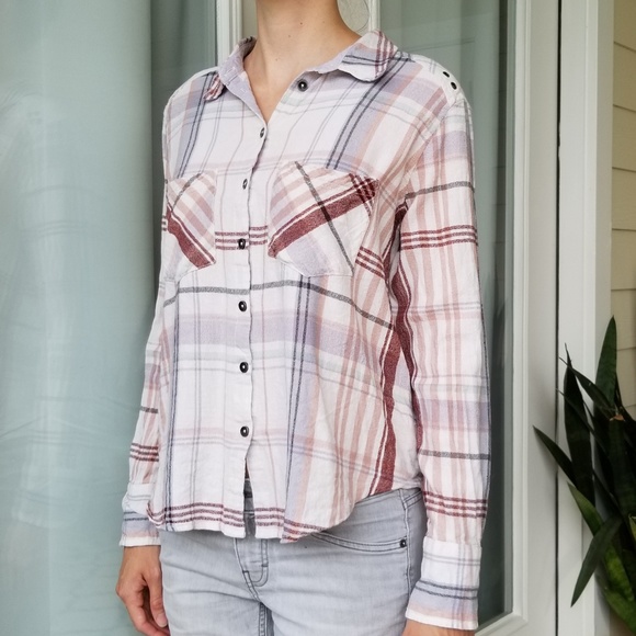 Free People Tops - Free People Plaid Button Down Shirt